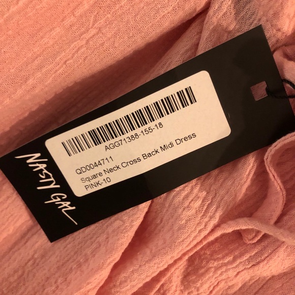 Nasty gal pink square neck cross back midi dress - Picture 3 of 3
